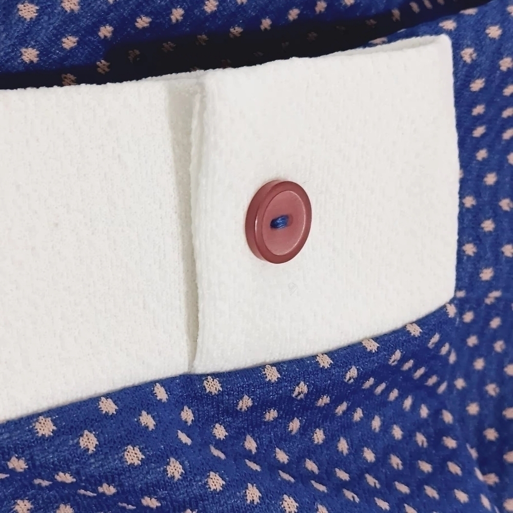 Vintage SEARS The Fashion Place Blue  The Shirtdress vintage polka dot size S-M - Picture 13 of 15